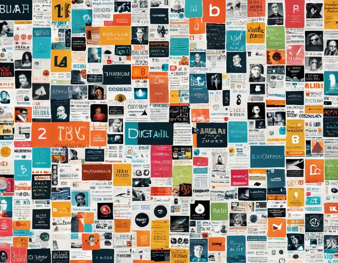 A vibrant digital collage showcasing a timeline of personal blogging evolution, featuring iconic blog layouts and styles from vintage to modern. Include symbols of community interaction like comments and shares, intertwined with digital diaries and social media icons. Reflect the dynamic and diverse nature of the TFG1 community. Bright colors and modern design elements. super-realistic. vibrant colors. 3D.